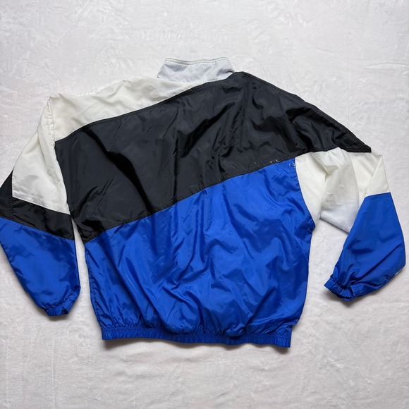 Nike Windbreaker Jacket Color Block Blue Black White Full Zip Athletic Mens L - Picture 6 of 7